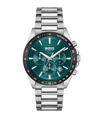 Horloge BOSS BLACK STRIKE CHRONO Heren 1514241 Analoog Behuizing MINERAAL Groen Bracelette Roestvrij staal Staal Etanchéiteiten 5BAR