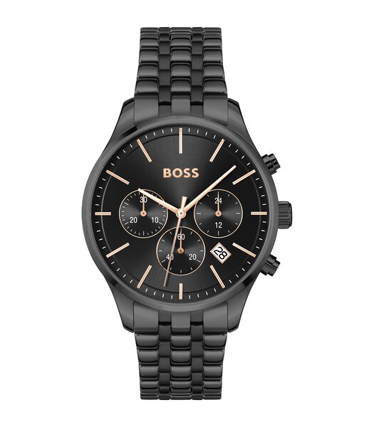 Montre BOSS BLACK AVERY Homme 1514256 Analogue Cadran MINERAL Noir Bracelet Acier Noir Etanchéité 5BAR