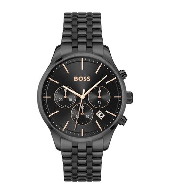 Horloge BOSS BLACK AVERY Heren 1514256 Analoog Behuizing MINERAAL Zwart Bracelette Staal Zwart Etanchéiteiten 5BAR