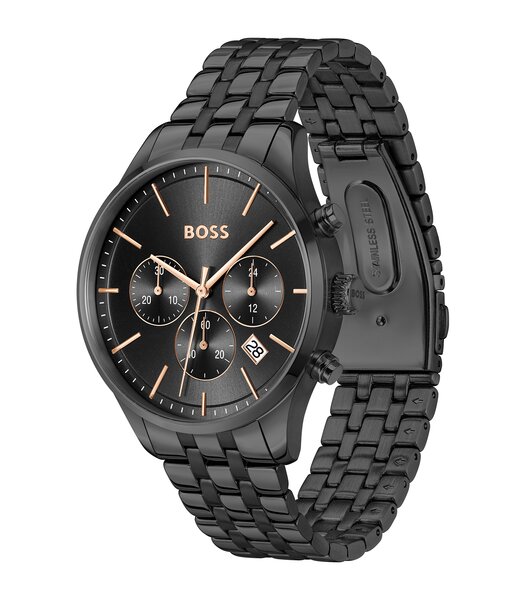 Montre BOSS BLACK AVERY Homme 1514256 Analogue Cadran MINERAL Noir Bracelet Acier Noir Etanchéité 5BAR
