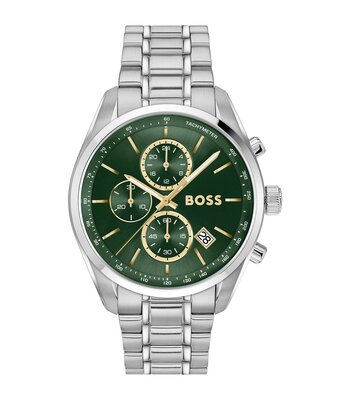 Horloge BOSS BLACK GRAND PRIX 44 Heren 1514266 Analoog Behuizing MINERAAL Groen Bracelette Roestvrij staal Staal Etanchéiteiten 5BAR