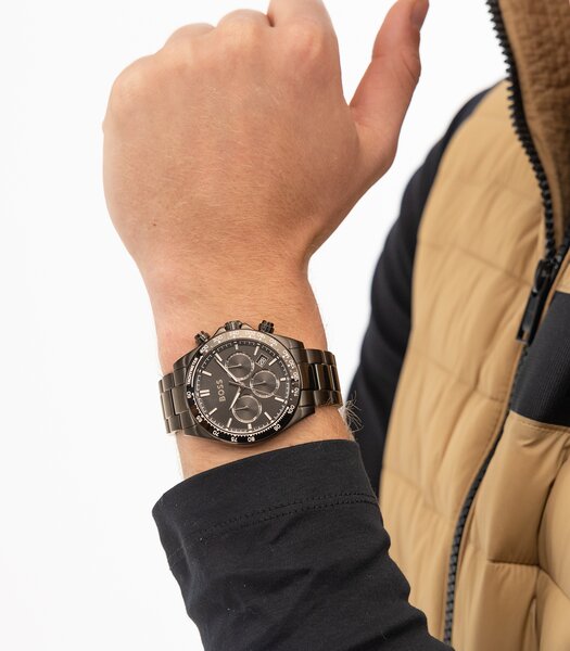 Horloge BOSS BLACK HERO 2.0 Heren 1514271 Analoog Behuizing MINERAAL Zwart Bracelette Staal Zwart Etanchéiteiten 5BAR