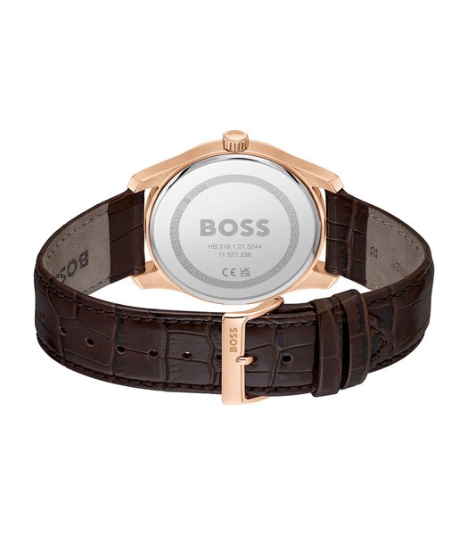 Horloge BOSS BLACK PRINCIPLE MASTER Heren 1514273 Analoog Behuizing MINERAAL Blauw Bracelette Leer Bruin Etanchéiteiten 5BAR