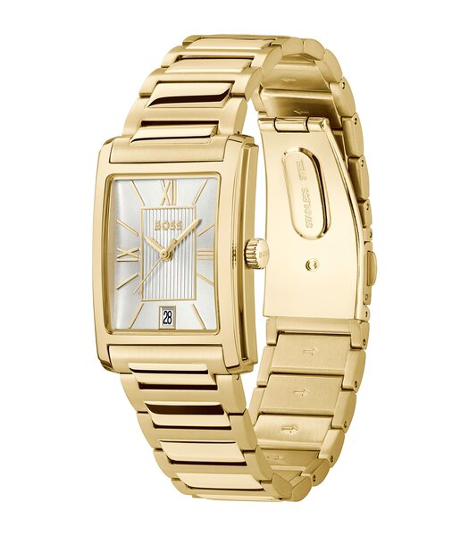 Horloge BOSS BLACK PRINCIPLE DRESS Heren 1514280 Analoog Behuizing MINERAAL Zilverkleurig Bracelette Staal Geelgoudkleurig Etanchéiteiten 3BAR