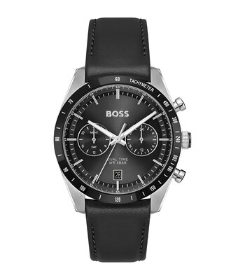 Horloge BOSS BLACK TOURMASTER Heren 1514284 Analoog Behuizing MINERAAL Zwart Bracelette Leer Zwart Etanchéiteiten 5BAR