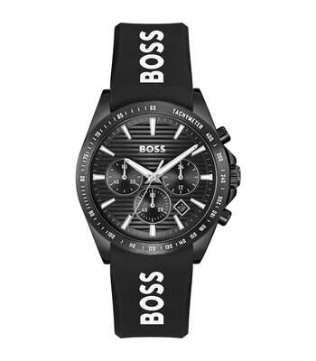 Horloge BOSS BLACK STRIKER CHRONO - LE Heren 1514289 Analoog Behuizing MINERAAL Zwart Bracelette Silicone Zwart Etanchéiteiten 5BAR