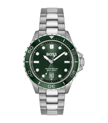 Horloge BOSS BLACK TROPER SPORT Heren 1514294 Analoog Behuizing MINERAAL Groen Bracelette Roestvrij staal Staal Etanchéiteiten 5BAR