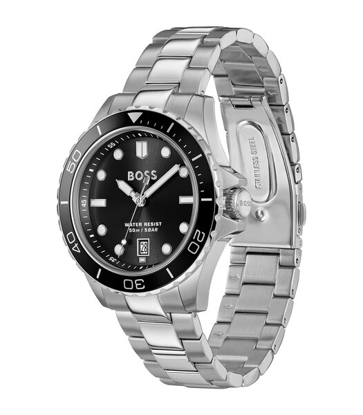 Horloge BOSS BLACK TROPER SPORT Heren 1514295 Analoog Behuizing MINERAAL Zwart Bracelette Roestvrij staal Staal Etanchéiteiten 5BAR