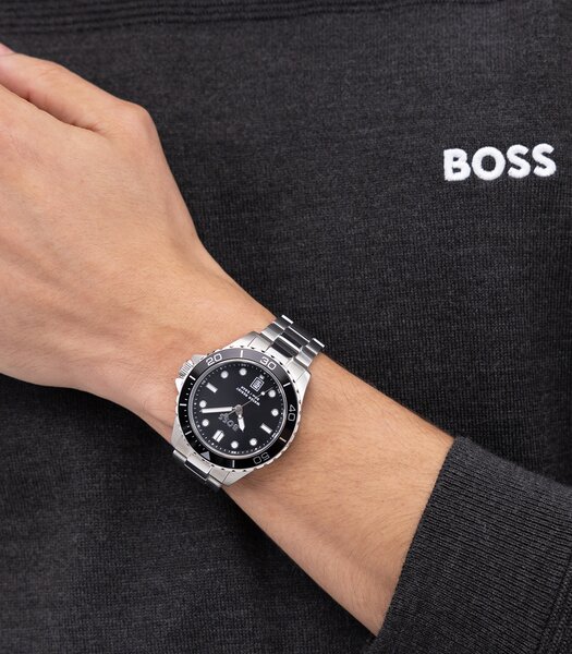 Horloge BOSS BLACK TROPER SPORT Heren 1514295 Analoog Behuizing MINERAAL Zwart Bracelette Roestvrij staal Staal Etanchéiteiten 5BAR