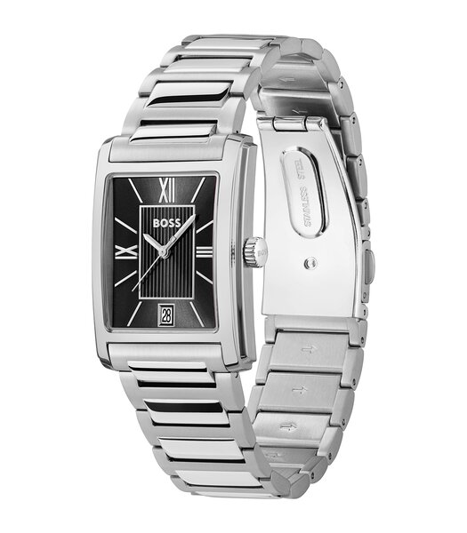 Horloge BOSS BLACK PRINCIPES KLEDING Heren 1514297 Analoog Behuizing MINERAAL Zwart Armband Roestvrij staal Staal Waterdichtheid 3BAR