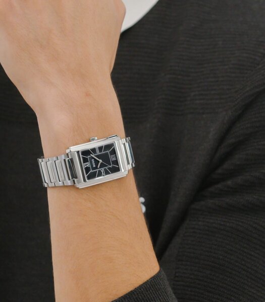 Horloge BOSS BLACK PRINCIPES KLEDING Heren 1514297 Analoog Behuizing MINERAAL Zwart Armband Roestvrij staal Staal Waterdichtheid 3BAR