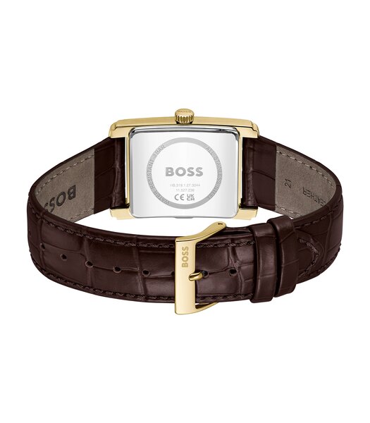 Horloge BOSS BLACK PRINCIPES KLEDING Heren 1514300 Analoog Behuizing MINERAAL Zilverkleurig Armband Leer Bruin Waterdichtheid 3BAR