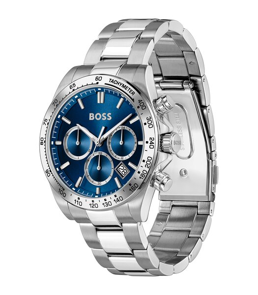Horloge BOSS BLACK HERO 2.0 Heren 1514315 Analoog Behuizing MINERAAL Blauw Bracelette Roestvrij staal Staal Etanchéiteiten 5BAR