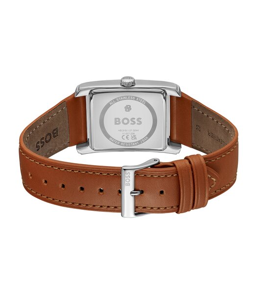 Horloge BOSS BLACK PRINCIPLE DRESS MULTI Heren 1514316 Analoog Behuizing MINERAAL Zilverkleurig Bracelette Leer Bruin Etanchéiteiten 3BAR