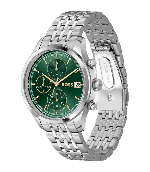 Horloge BOSS BLACK STRATUS Heren 1514330 Analoog Behuizing MINERAAL Groen Bracelette Roestvrij staal Staal Etanchéiteiten 5BAR