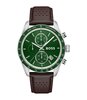 Horloge BOSS BLACK GRAND PRIX VITESSE Heren 1514342 Analoog Behuizing Mineraal Groen Bracelette Leer Bruin Etanchéiteiten 5 ATM