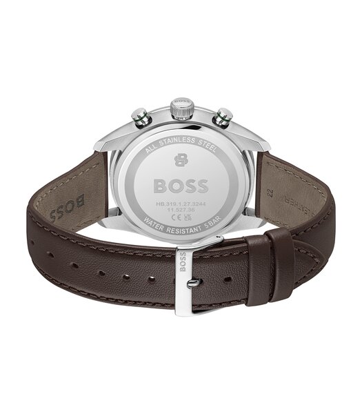 Horloge BOSS BLACK GRAND PRIX VITESSE Heren 1514342 Analoog Behuizing Mineraal Groen Bracelette Leer Bruin Etanchéiteiten 5 ATM