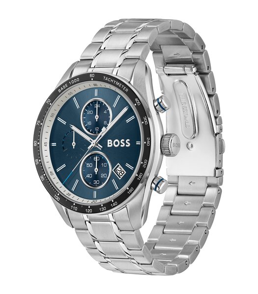 Horloge BOSS BLACK GRAND PRIX VITESSE Heren 1514344 Analoog Behuizing Mineraal Blauw Bracelette Roestvrij staal Staal Etanchéiteiten 5 ATM