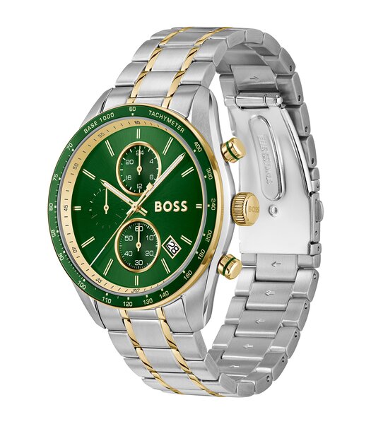 Montre BOSS BLACK GRAND PRIX VITESSE Homme 1514345 Analogique Cadran Minéral Vert Bracelet Acier inoxydable Acier Etanchéité 5 ATM