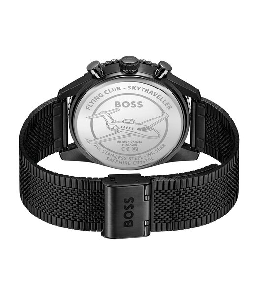 Montre BOSS BLACK SKYTRAVELLER PRO Homme 1514348 Analogique Cadran Saphir Noir Bracelet Acier inoxydable Noir Etanchéité 5 ATM