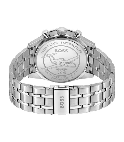 Horloge BOSS BLACK SKYTRAVELLER PRO Heren 1514349 Analoog Behuizing Saffier Zwart Bracelette Roestvrij staal Staal Etanchéiteiten 5 ATM