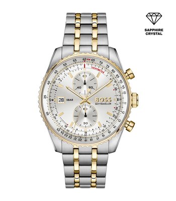 Montre BOSS BLACK SKYTRAVELLER PRO Homme 1514350 Analogique Cadran Saphir Argenté Bracelet Acier inoxydable Acier Etanchéité 5 ATM