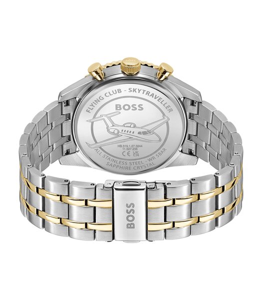 Montre BOSS BLACK SKYTRAVELLER PRO Homme 1514350 Analogique Cadran Saphir Argenté Bracelet Acier inoxydable Acier Etanchéité 5 ATM