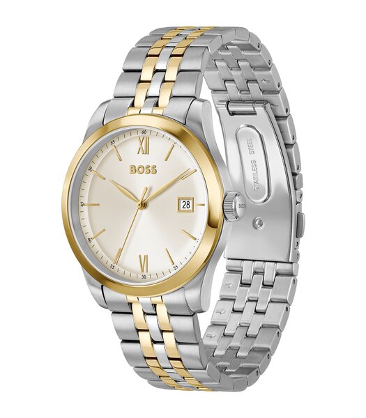 Horloge BOSS BLACK LANGFORD Heren 1514358 Analoog Behuizing Mineraal Beige Bracelette Roestvrij staal Staal Etanchéiteiten 3 ATM