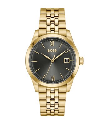 Montre BOSS BLACK LANGFORD Homme 1514359 Analogique Cadran Minéral Gris Bracelet Acier inoxydable Or jaune Etanchéité 3 ATM