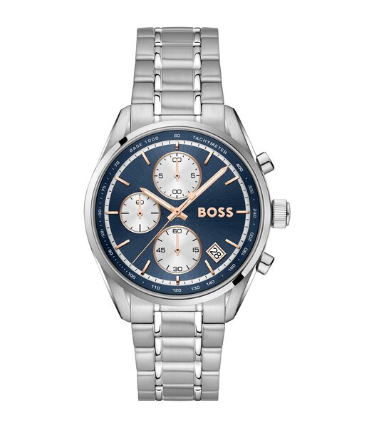Horloge BOSS BLACK GRAND PRIX TOURING Heren 1514360 Analoog Behuizing Mineraal Blauw Bracelette Roestvrij staal Staal Etanchéiteiten 5 ATM