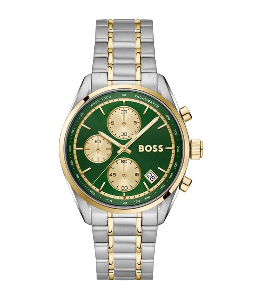 Montre BOSS BLACK GRAND PRIX TOURING Homme 1514361 Analogique Cadran Minéral Vert Bracelet Acier inoxydable Acier Etanchéité 5 ATM