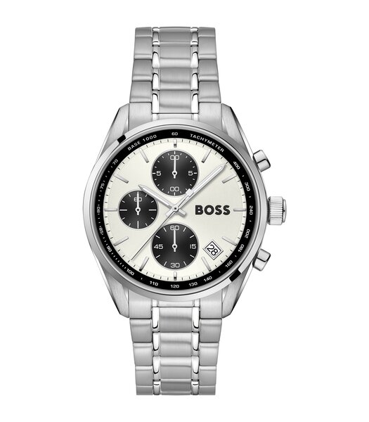 Horloge BOSS BLACK GRAND PRIX TOURING Heren 1514362 Analoog Behuizing Mineraal Zilverkleurig Bracelette Roestvrij staal Staal Etanchéiteiten 5 ATM