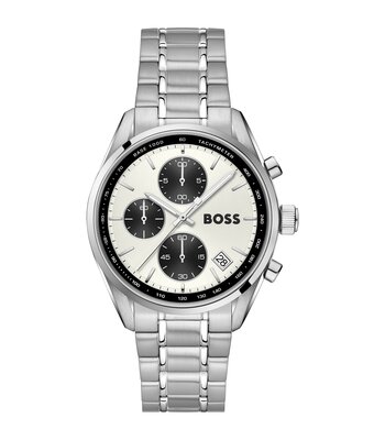 Montre BOSS BLACK GRAND PRIX TOURING Homme 1514362 Analogique Cadran Minéral Argenté Bracelet Acier inoxydable Acier Etanchéité 5 ATM