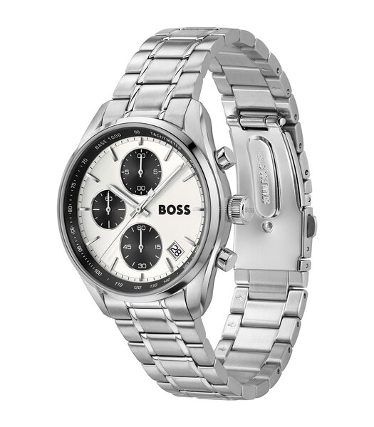 Horloge BOSS BLACK GRAND PRIX TOURING Heren 1514362 Analoog Behuizing Mineraal Zilverkleurig Bracelette Roestvrij staal Staal Etanchéiteiten 5 ATM