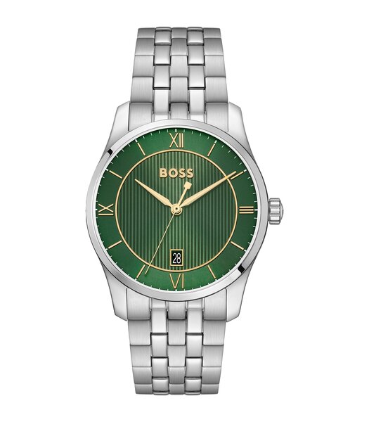 Montre BOSS BLACK PRINCIPLE PRESTIGE Homme 1514365 Analogique Cadran Minéral Vert Bracelet Acier inoxydable Acier Etanchéité 3 ATM