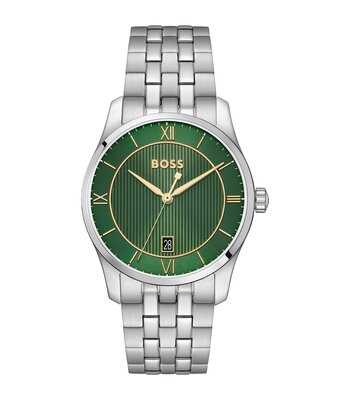 Montre BOSS BLACK PRINCIPLE PRESTIGE Homme 1514365 Analogique Cadran Minéral Vert Bracelet Acier inoxydable Acier Etanchéité 3 ATM