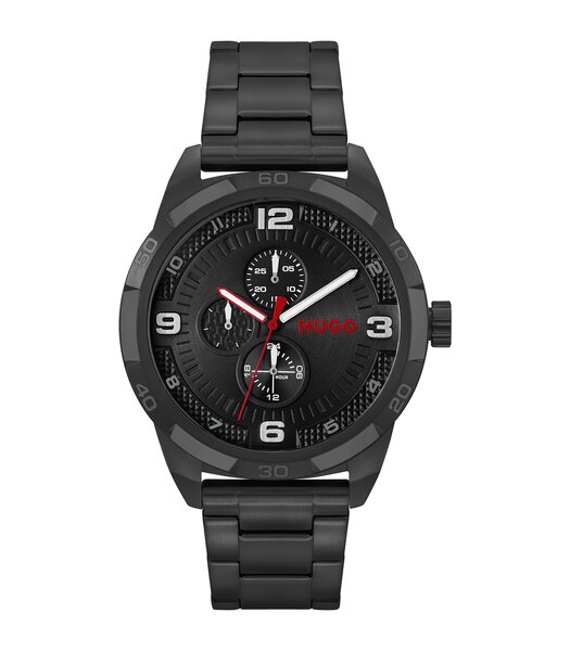 Horloge HUGO GRIP Heren 1530279 Analoog Behuizing Mineraal Zwart Bracelette Roestvrij staal Zwart Boucle déployante Etanchéiteiten 5 ATM