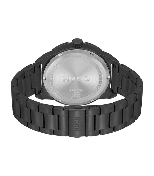 Horloge HUGO GRIP Heren 1530279 Analoog Behuizing Mineraal Zwart Bracelette Roestvrij staal Zwart Boucle déployante Etanchéiteiten 5 ATM