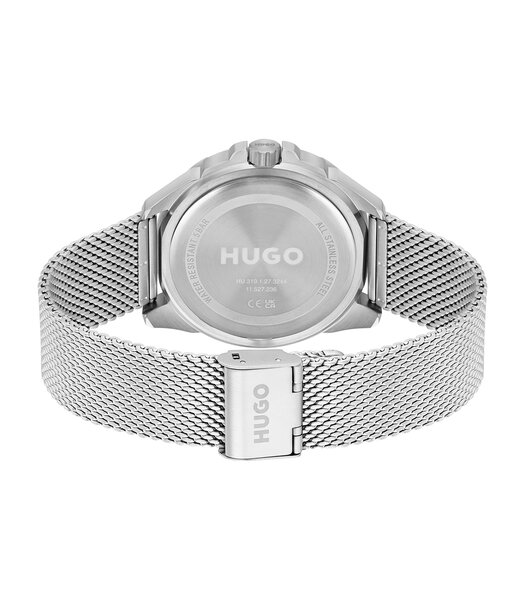 Horloge HUGO FRESH Heren 1530287 Analoog Behuizing Mineraal Blauw Bracelette Milanees Zilverkleurig Clip / clasp Etanchéiteiten 5 ATM
