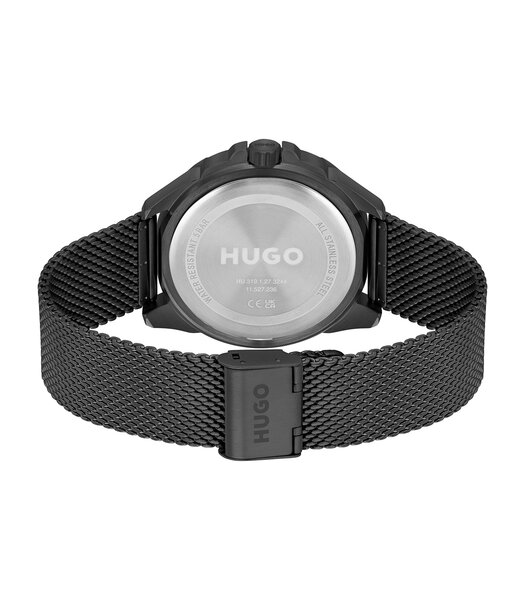 Horloge HUGO FRESH Heren 1530289 Analoog Behuizing Mineraal Zwart Bracelette Milanees Zwart Clip / clasp Etanchéiteiten 5 ATM