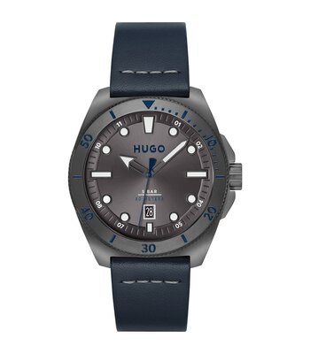 Montre HUGO VISIT Homme 1530302 Analogique Cadran Minéral Noir Bracelet Milanais Noir Clip / clasp Etanchéité 5 ATM