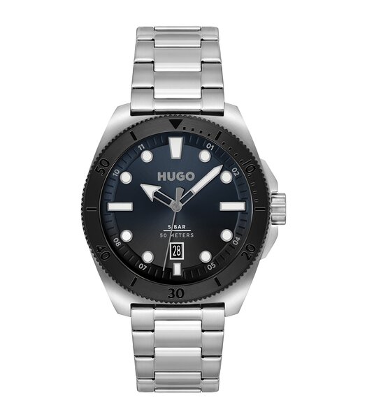 Montre HUGO VISIT Homme 1530305 Analogique Cadran Minéral Noir Bracelet Milanais Noir Clip / clasp Etanchéité 5 ATM