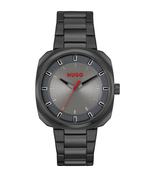 Horloge HUGO SHRILL Heren 1530311 Analoog Behuizing Mineraal Zwart Bracelette Milanees Zwart Clip / clasp Etanchéiteiten 5 ATM