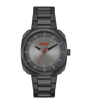 Montre HUGO SHRILL Homme 1530311 Analogique Cadran Minéral Noir Bracelet Milanais Noir Clip / clasp Etanchéité 5 ATM