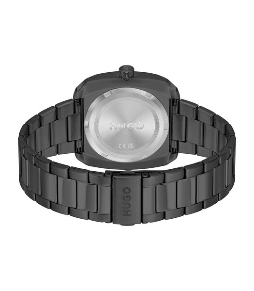 Horloge HUGO SHRILL Heren 1530311 Analoog Behuizing Mineraal Zwart Bracelette Milanees Zwart Clip / clasp Etanchéiteiten 5 ATM