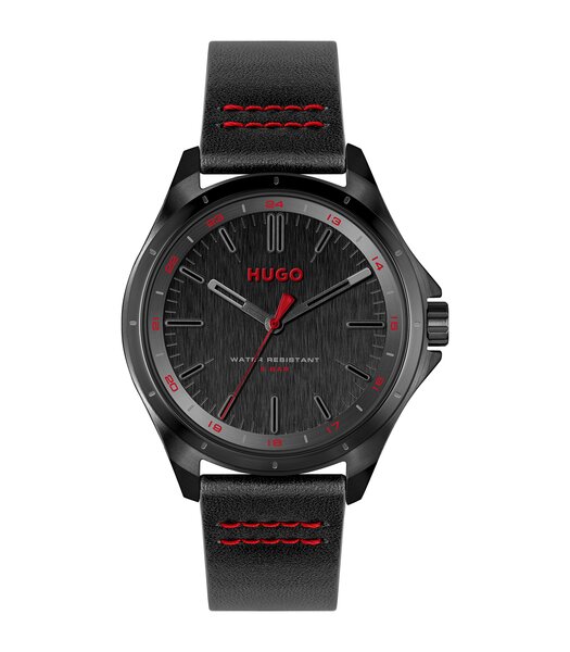Montre HUGO COMPLETE Homme 1530321 Analogique Cadran Minéral Noir Bracelet Milanais Noir Clip / clasp Etanchéité 5 ATM