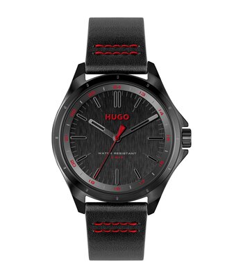 Montre HUGO COMPLETE Homme 1530321 Analogique Cadran Minéral Noir Bracelet Milanais Noir Clip / clasp Etanchéité 5 ATM