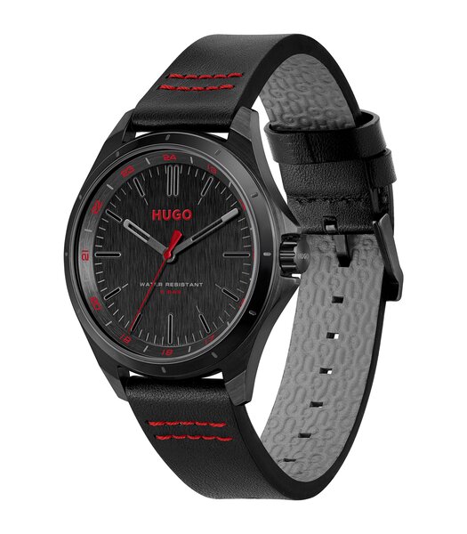 Montre HUGO COMPLETE Homme 1530321 Analogique Cadran Minéral Noir Bracelet Milanais Noir Clip / clasp Etanchéité 5 ATM