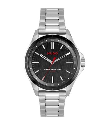 Horloge HUGO COMPLETE Heren 1530323 Analoog Behuizing Mineraal Zwart Bracelette Milanees Zwart Clip / clasp Etanchéiteiten 5 ATM