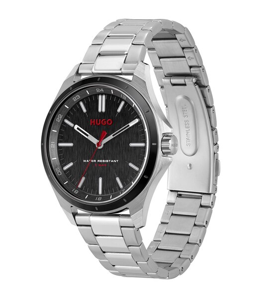 Horloge HUGO COMPLETE Heren 1530323 Analoog Behuizing Mineraal Zwart Bracelette Milanees Zwart Clip / clasp Etanchéiteiten 5 ATM